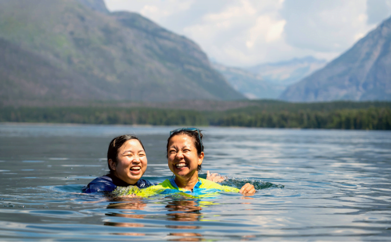 Lake McDonald swim in Glacier National Park