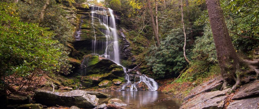 Pilot Cove Forest Lodging WAterfall