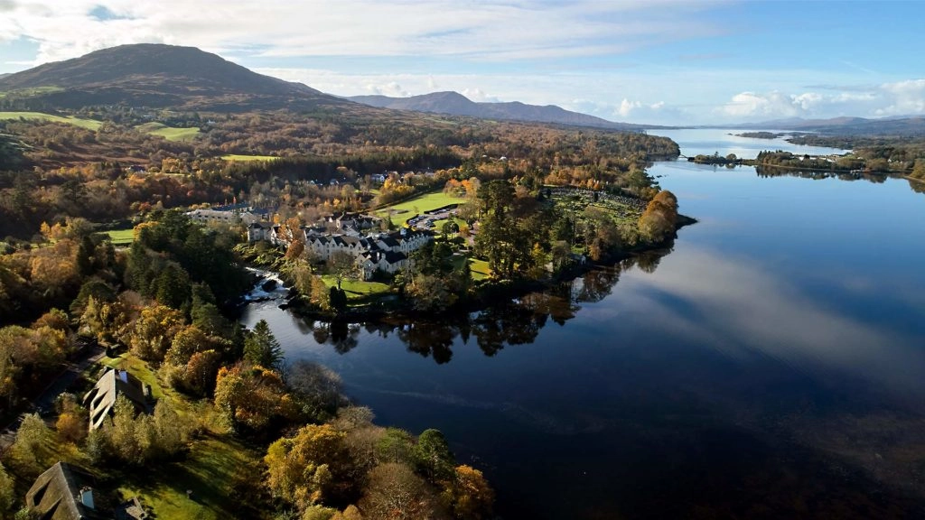 Sheen Falls Lodge fly over view