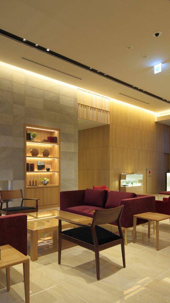Stylish lobby at Candeo Nara Kashihara hotel.