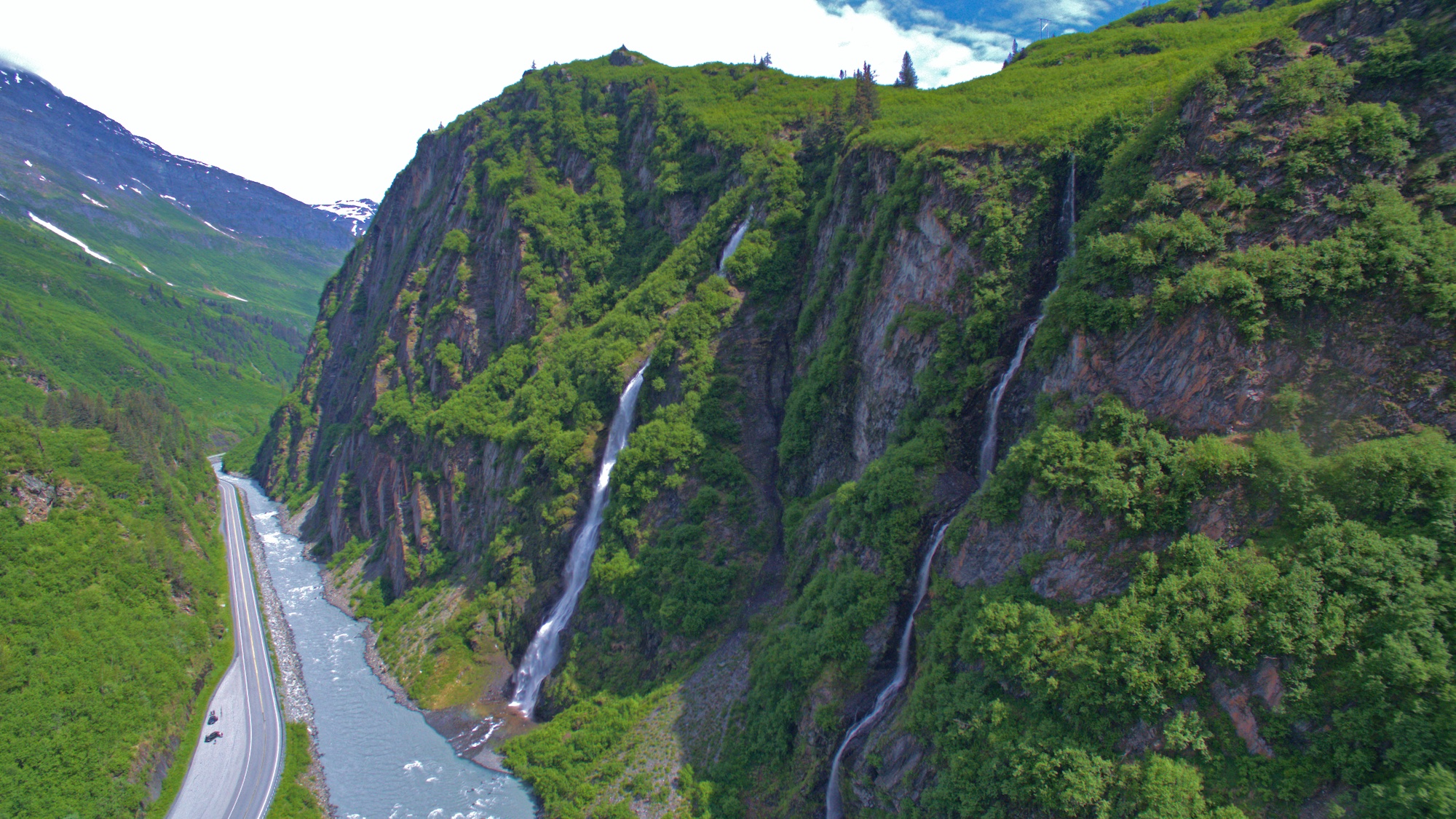 Aerial/Drone photo Bridal Veil Falls, Valdez, Alaska